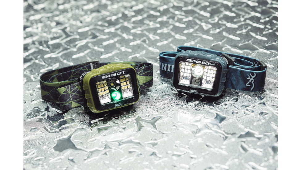 Browning Night Gig Elite LED Headlamp, Rechargable Lithium Ion, Green/White, 560 Lumen, Green, 3713036
