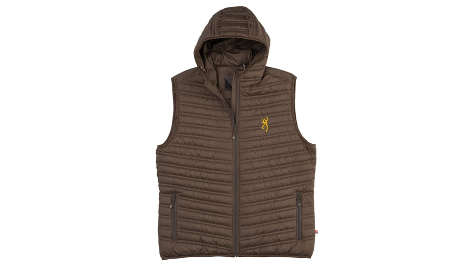 Browning Packable Puffer Hooded Vest - Mens, Major Brown, Large, 3053089803