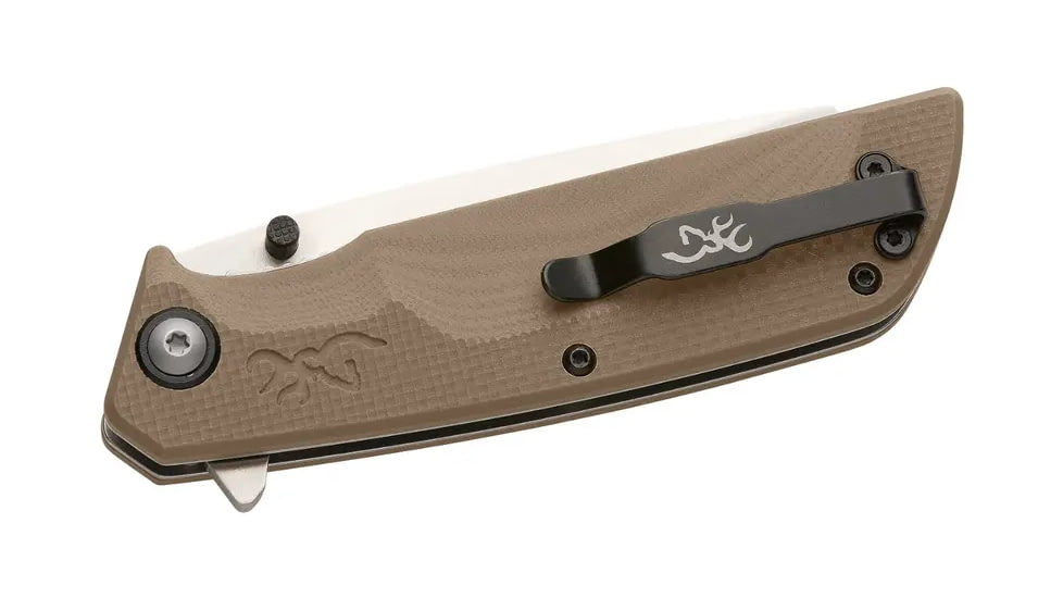 Browning Plateau Assisted Opening Folding Knife - Box, 3.25in, D2 High Carbon Steel, Cleaver, G10 Handle, N, 3220469B