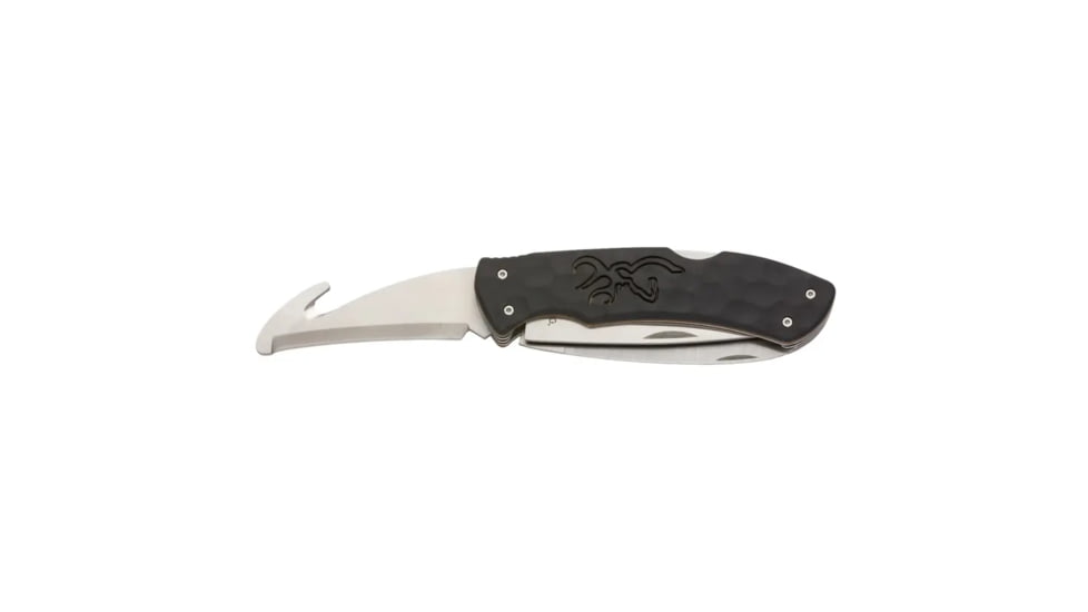 Browning Primal Kodiak Folding Knife - Box, 3.75in, 8Cr13MoV, Drop Point, Polymer/Rubber Handle, Black, 3220430B