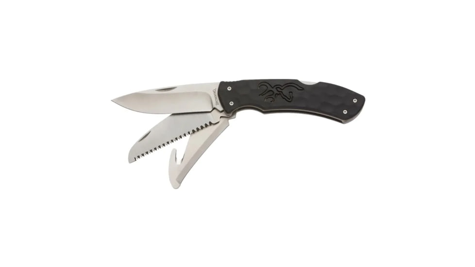 Browning Primal Kodiak Folding Knife - Box, 3.75in, 8Cr13MoV, Drop Point, Polymer/Rubber Handle, Black, 3220430B