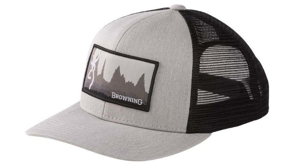 Browning Pulse Mesh Snapback Rectangle Patch Cap, Heather Gray, 308793691
