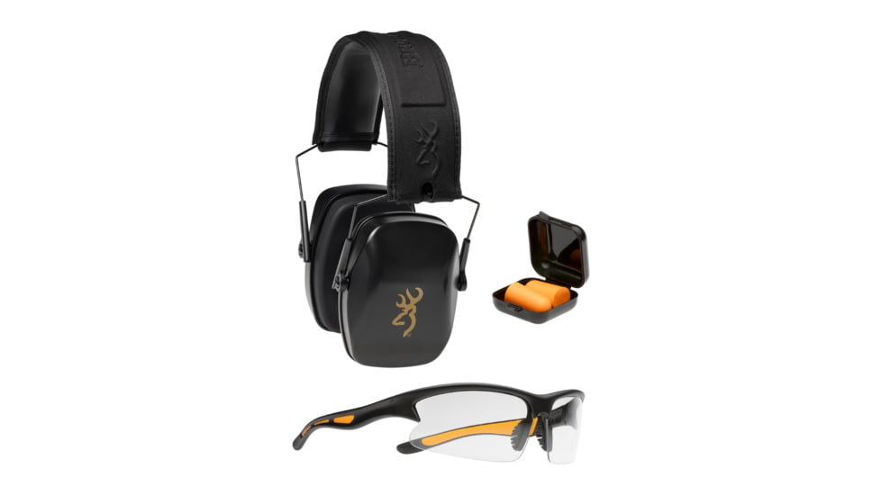 Browning Range Kit Ear Muffs, Black/Gold, 126400