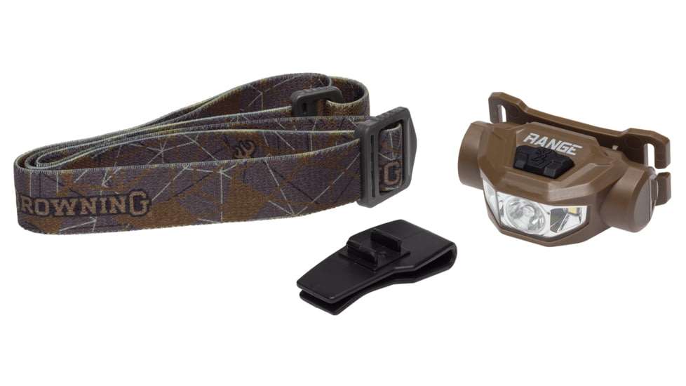 Browning Range Wide Angle Plus LED Headlamp, AA, White, 200 Lumen, Burnt Bronze, 3713051