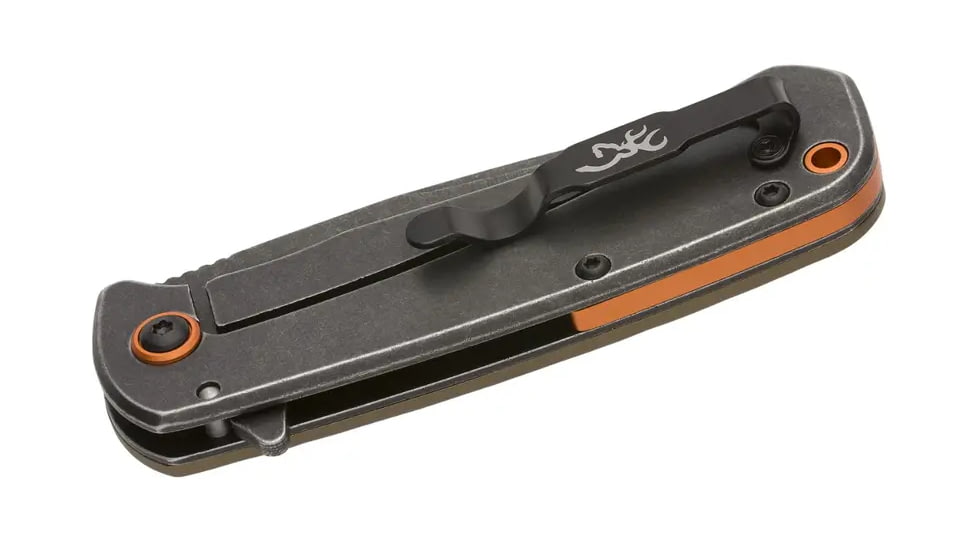 Browning Riverstone Folding Knife - Box, 2.875in, D2 High Carbon Steel, Drop Point, Sage Aluminum Handle, N, 3220515B