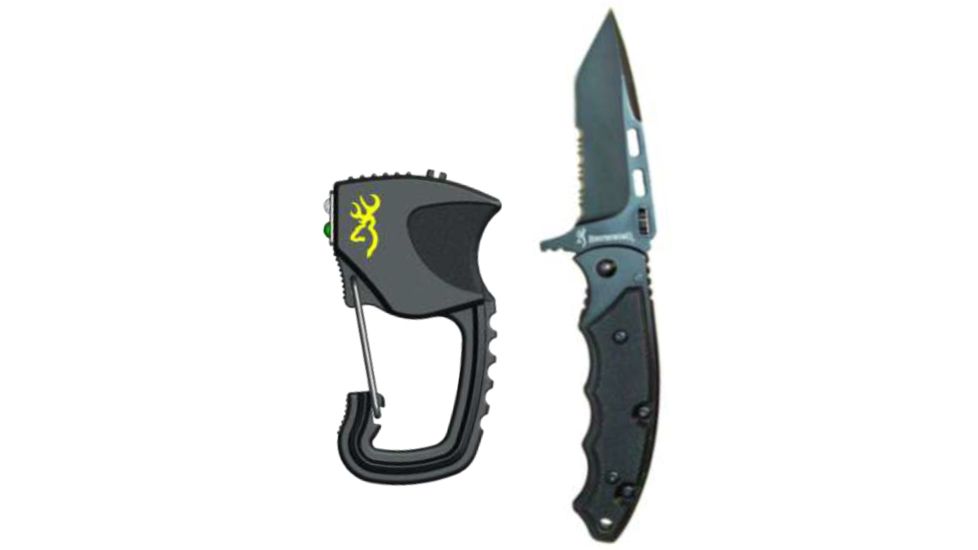 Browning Carabiner Flashlight &amp; Russ Kommer Tactical Folding Knife Combo