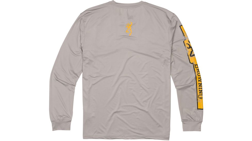 Browning Shirt Sun Long Sleeve Lt - Mens, Light Grey/Gold, S, 3010634901