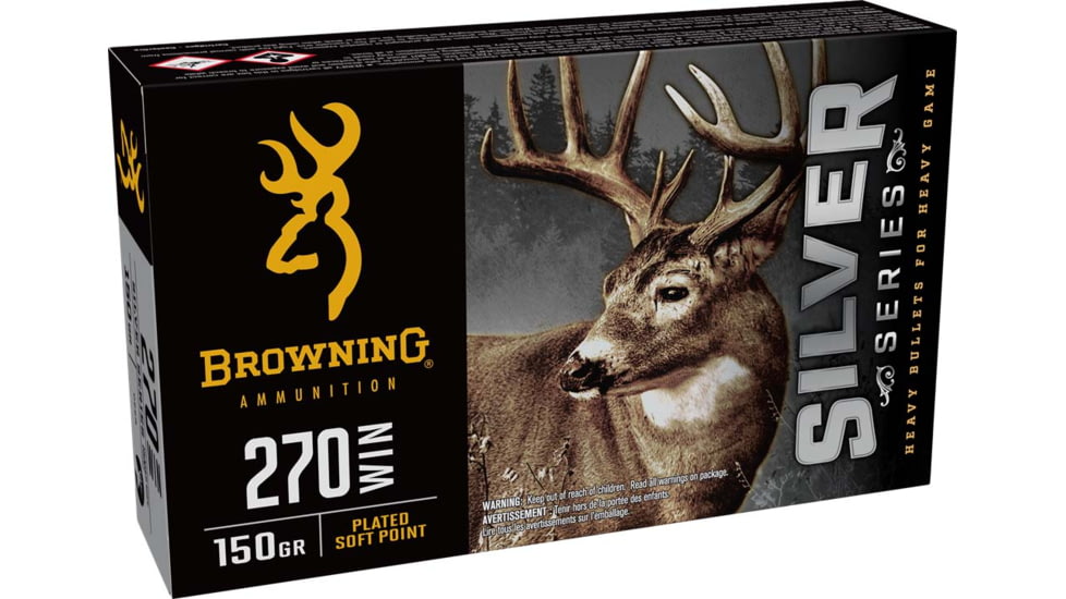 Browning SILVER SERIES 270 WIN 150 Grain Plated Soft Point Brass Rifle Ammo, 20 Rounds, B192602701