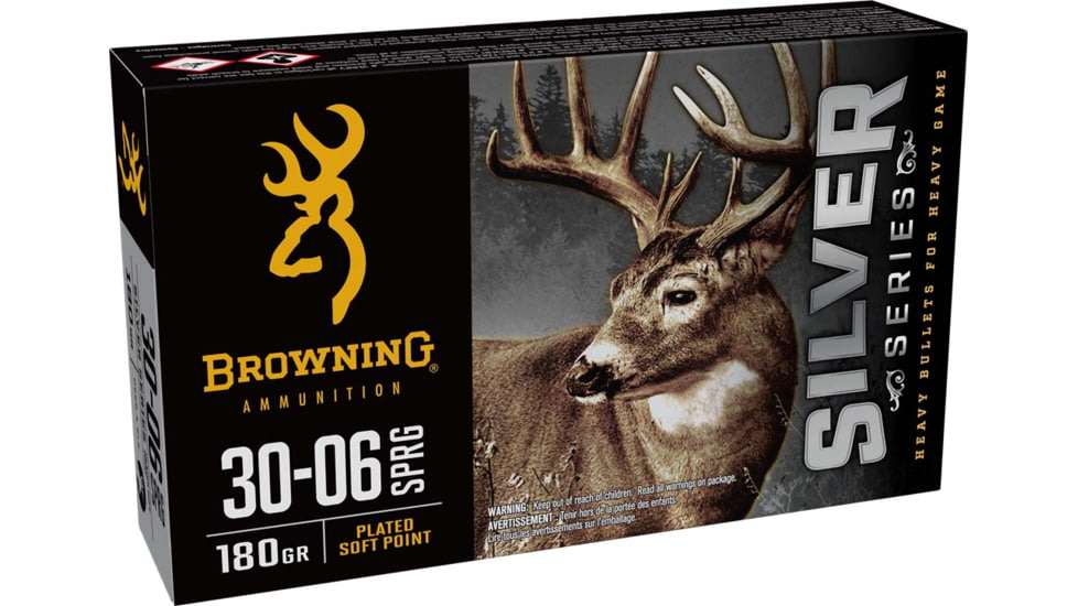Browning SILVER SERIES 30-06 SPRG 180 Grain Plated Soft Point Brass Rifle Ammo, 20 Rounds, B192630061
