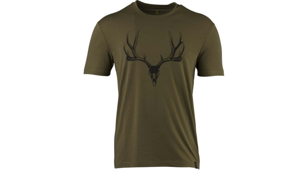 Browning Mule Deer Logo SS Perf Camp Shirt - Men's, Green, Large, 3014796403