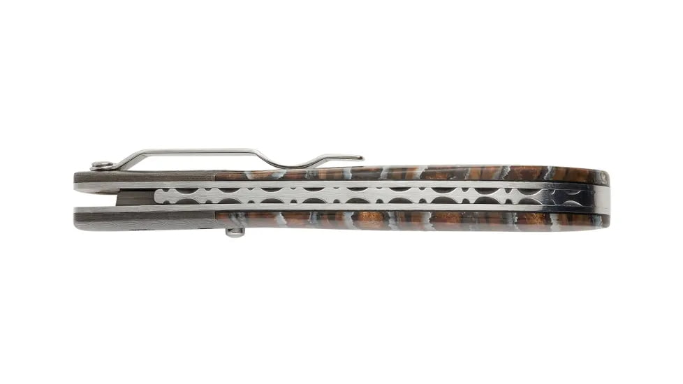 Browning Storm Front Folding Knife, 3in, Damascus, Drop Point, Mammoth Tooth Handle, N, 3220242