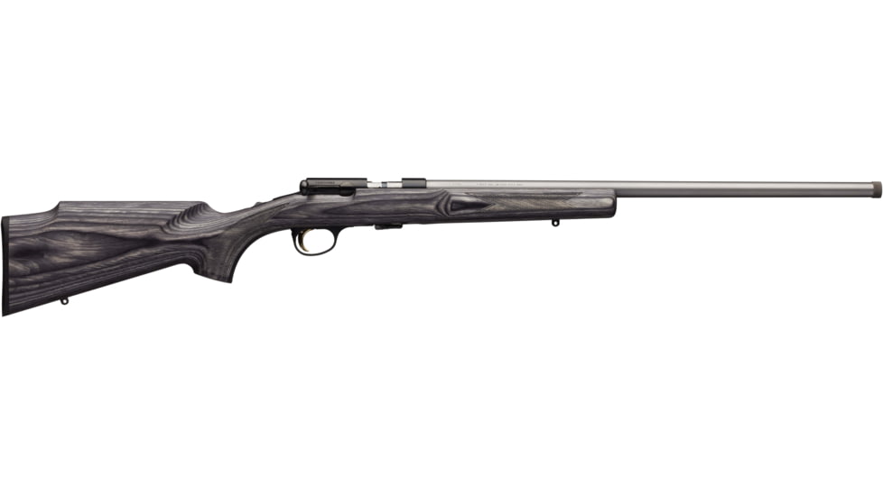 Browning T-Bolt Target/Varmint Bolt Action Rifle, .17 Hornady Magnum Rimfire, 22in Heavy 1/2x28 TPI Barrel, 1-9, Laminate Grey Stock, Stainless, 025236270-FRRMPG