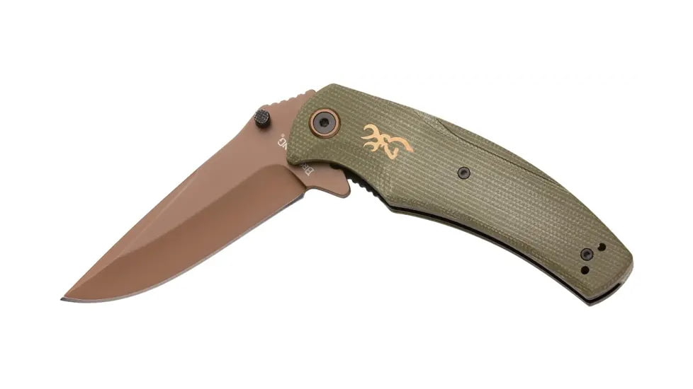 Browning Trailside Folding Knife - Box, 3.5in, D2 High Carbon Steel, Drop Point, Laminate Handle, N, 3220466B