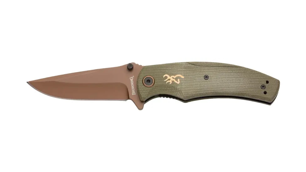 Browning Trailside Folding Knife - Box, 3.5in, D2 High Carbon Steel, Drop Point, Laminate Handle, N, 3220466B