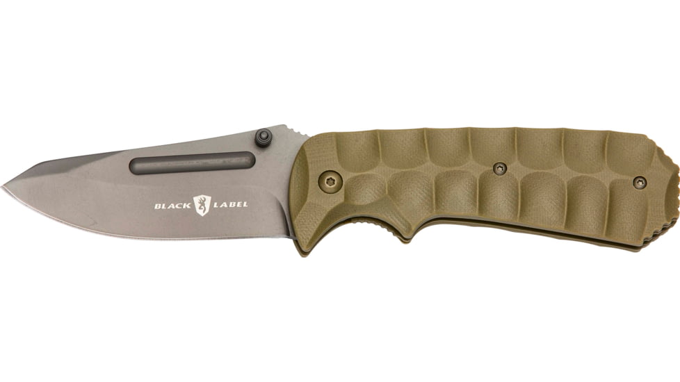 Browning Unleashed Assisted Open Folding Knife,3.375in Drop Point Steel Blade,Tan G-10 Handle 320175BL