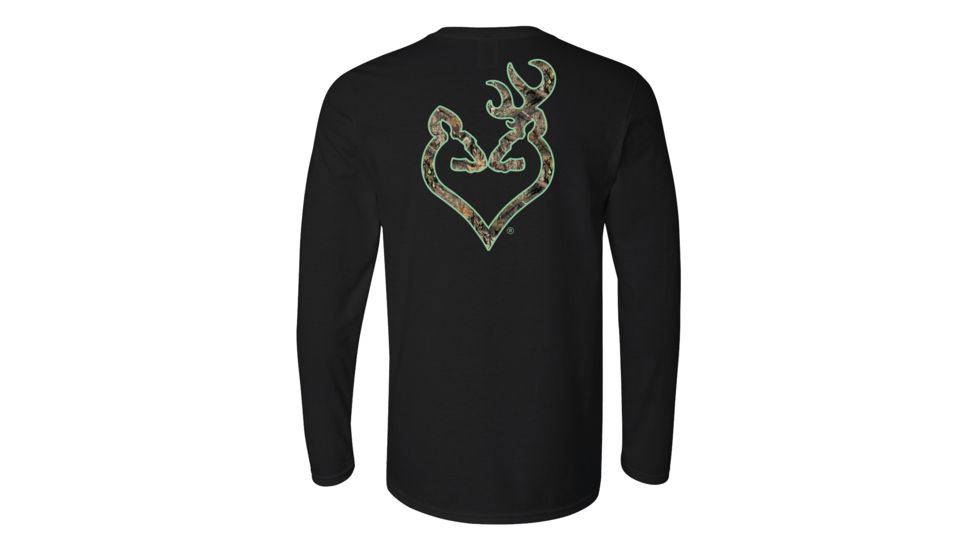 Browning Womens Buckheart Long Sleeve T-Shirt, Black/Mo Country/Mint, Medium A000340400203