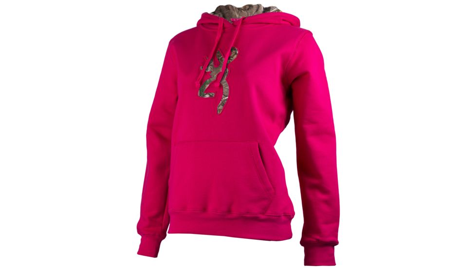 Browning Womens Buckmark Camo Sweatshirt, Fuchsia, S BRI020004.420238.S