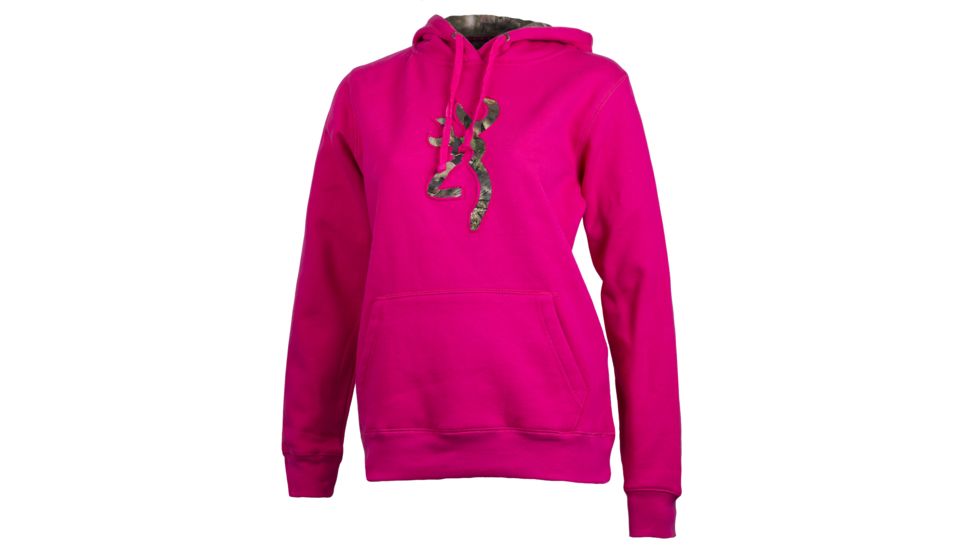 Browning Womens Buckmark Camo Sweatshirt, Fuchsia, S BRI020004.420334.S