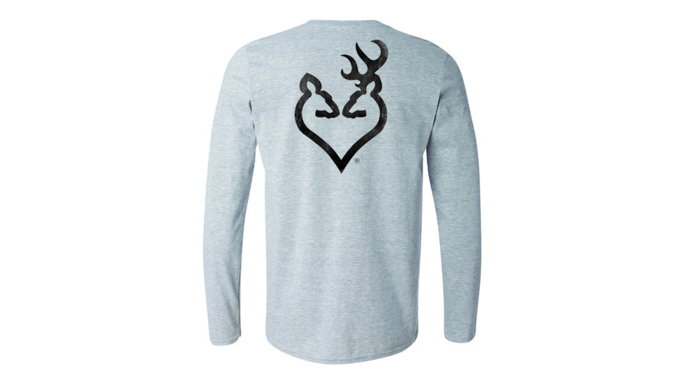Browning Womens Distressed Black Buckheart Long Sleeve T-Shirt, Sport Gray, Large A000340300104