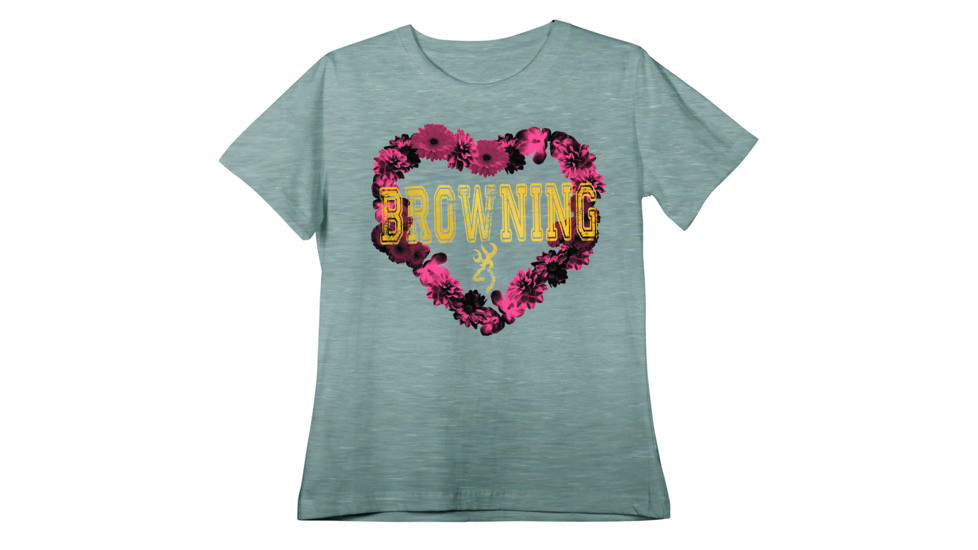 Browning Womens Floral Heart S/S Tee-Classic, Heather, S BRD020045.127427.S
