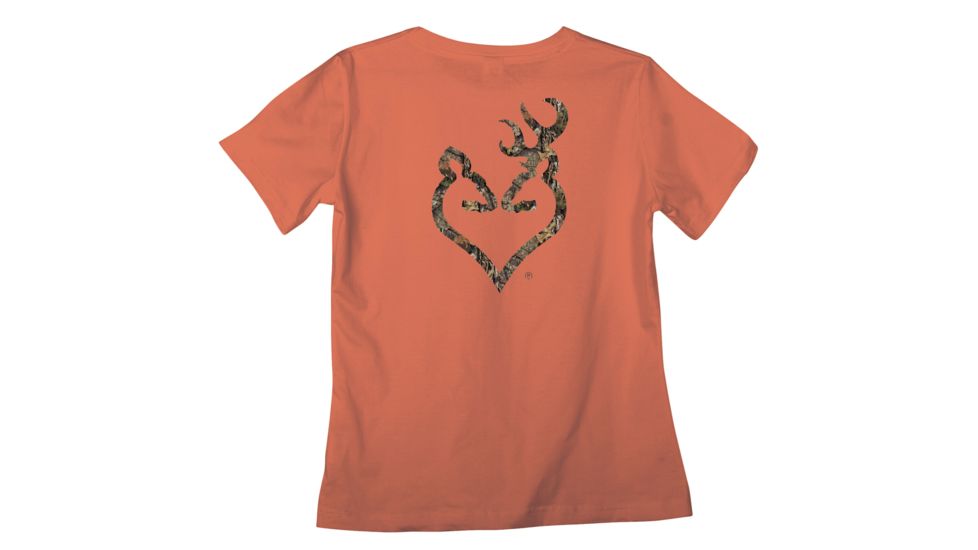 Browning Womens Mo Country Buckheart S/S Tee-Classic, Papaya, S BRD020060.216334.S