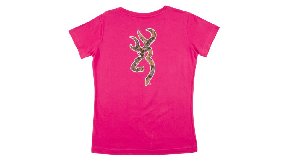 Browning Womens Mo Country Buckmark S,S Tee-Clasic Fit, Fuchsia, Small A000227560102