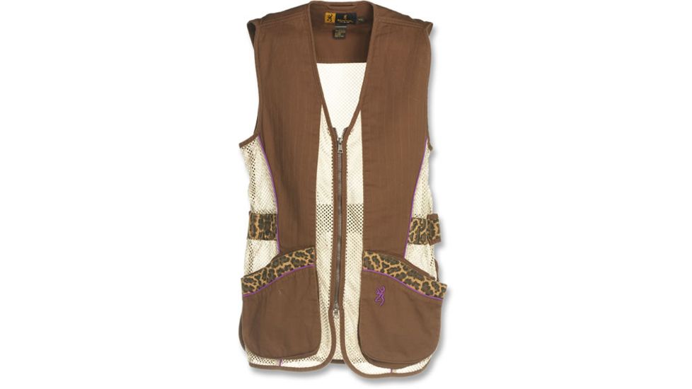 Browning Womens Sahara Shooting Vest, Brown/Leopard, L 3050683803