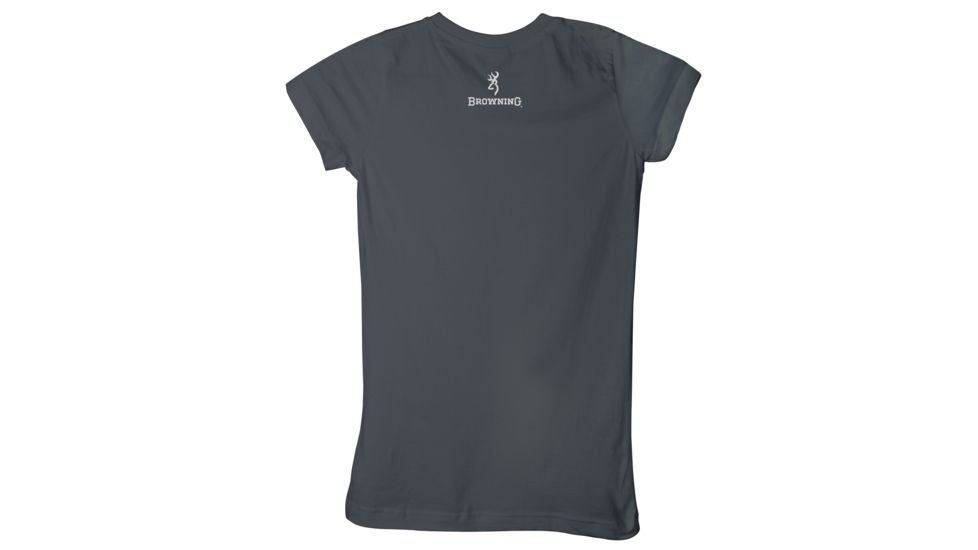 Browning Womens Studded Buckmark S/S Tee-Fitted, Charcoal, S BRD020052.097900.S