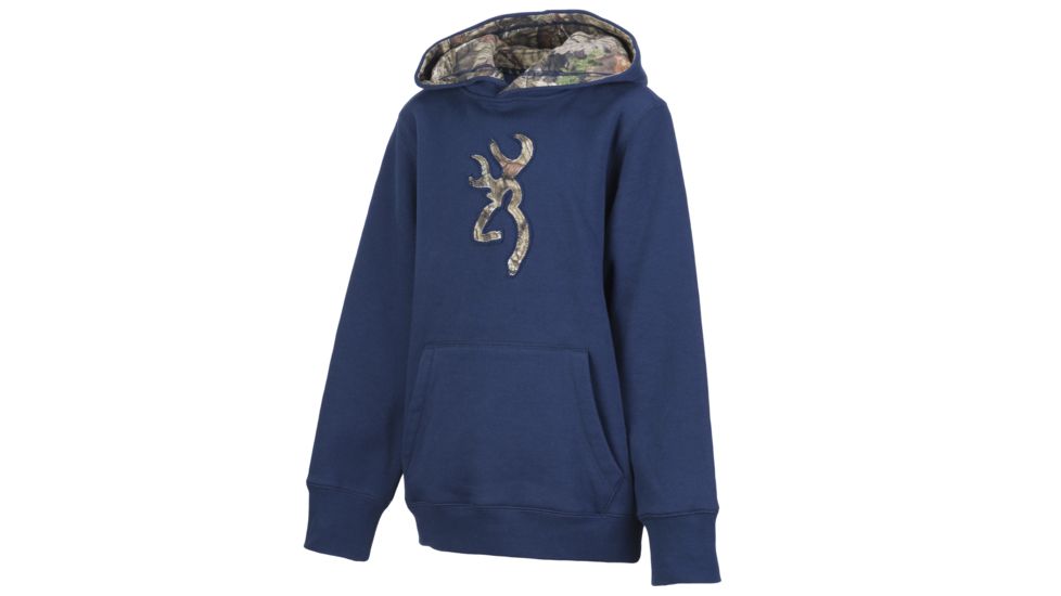 Browning Youth Buckmark Camo Sweatshirt, Dress Blues, Small A000178540502