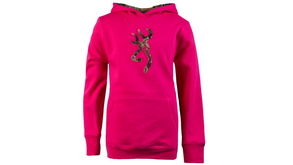 Browning Youth Buckmark Camo Sweatshirt, Fuchsia, Extra Small BRI030003.420334.XS