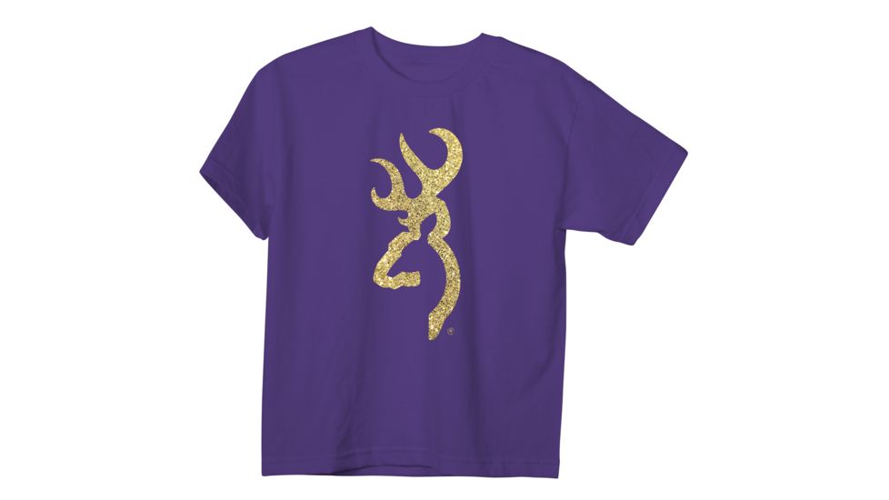 Youth Graphic Gold Glitter Buckmark Short Sleeve T-Shirt, Purple