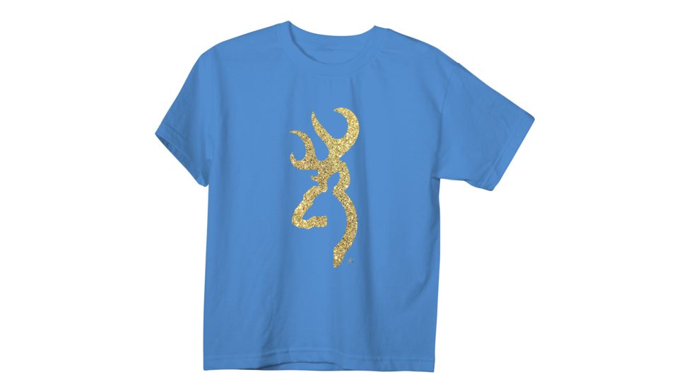 Youth Graphic Gold Glitter Buckmark Short Sleeve T-Shirt, Turquoise