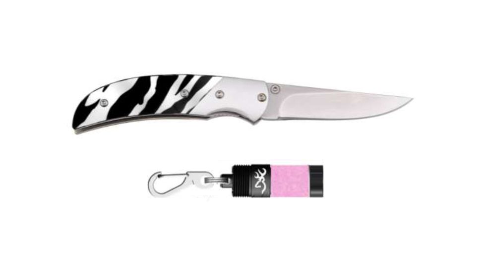 Browning Prism II Zebra Knife &amp; LED Keychain Light Combo