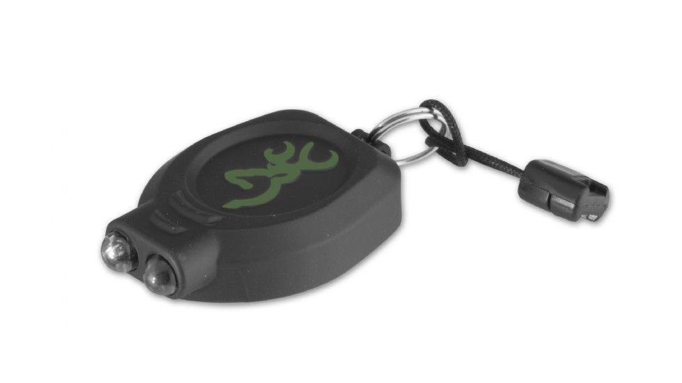 Browning Zipper Pull Keychain Light 1 White LED 13 Lumens, 1 Green LED 6 Lumens,Minnow Folding Pocketknife,Green/Black 3710061