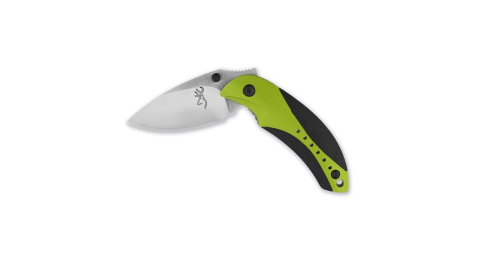 Browning Zipper Pull Keychain Light 1 White LED 13 Lumens, 1 Green LED 6 Lumens,Minnow Folding Pocketknife,Green/Black 3710061