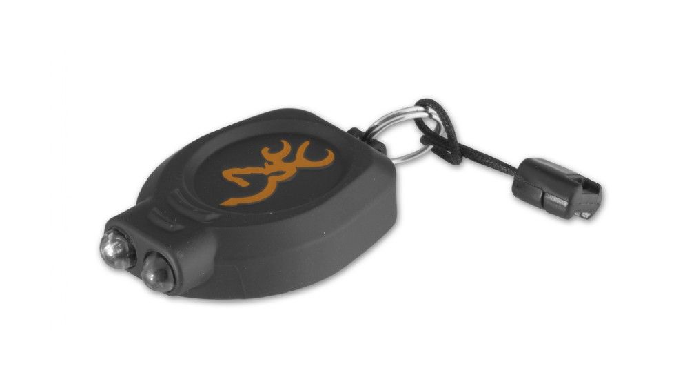 Browning Zipper Pull Keychain Light 1 White LED 13 Lumens, 1 Green LED 6 Lumens,Minnow Folding Pocketknife,Orange/Black 3710062