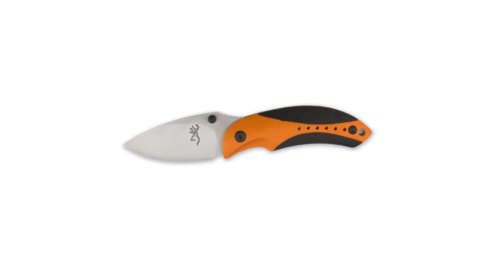 Browning Zipper Pull Keychain Light 1 White LED 13 Lumens, 1 Green LED 6 Lumens,Minnow Folding Pocketknife,Orange/Black 3710062