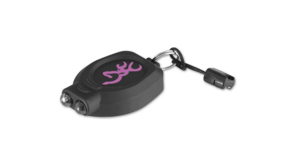 Browning Zipper Pull Keychain Light 1 White LED 13 Lumens, 1 Green LED 6 Lumens,Minnow Folding Pocketknife,Pink/Black 3710063