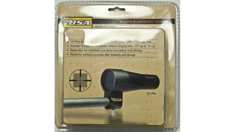 BSA Optics Laser Bore Sighter Kit with Arbors in Soft Case, Black BS30CP