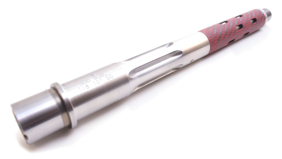 BSF Barrels Threaded Fluted AR Barrel, AR-15, .300 AAC Blackout, 10 in, Pistol Length, 1-7 Twist, 5/8x24 Thread, .875 OD, Red, FRP1510B0017