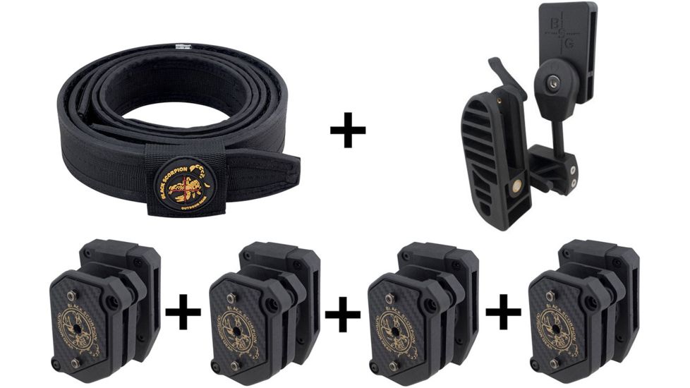 Black Scorpion Outdoor Gear USPSA First Stage Holster / Shooting Belt Combo, Black, Large, CO09-MP01H06+BTLBK