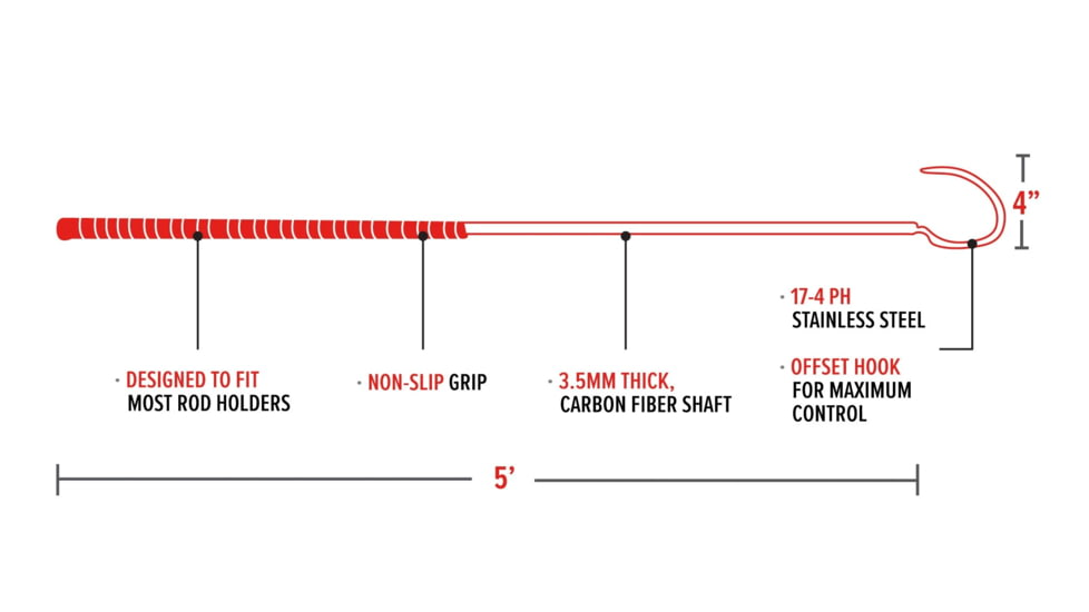 Bubba Blade Carbon Fiber Fishing Gaff, 4in Hook, 5in Handle, 1099741