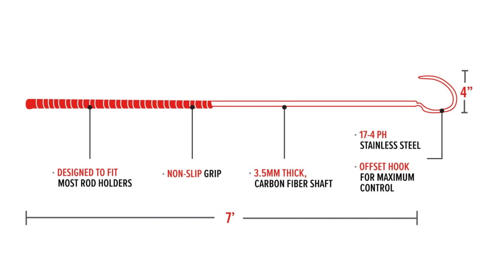 Bubba Blade Carbon Fiber Fishing Gaff, 4in Hook, 7in Handle, 1099743