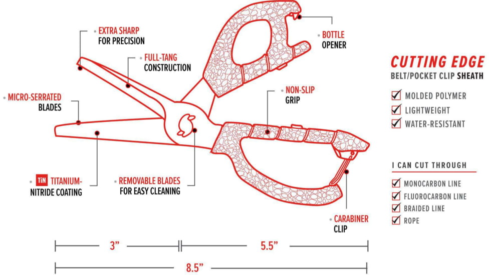 Bubba Blade Large Shears w/No-Slip Grip &amp; Bottle Opener/Sharpener, 1099915