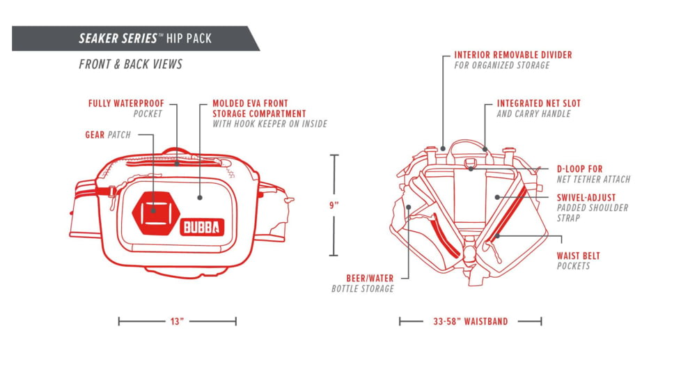 Bubba Blade Seaker Dry Hip Pack, 13x9in, 1116740