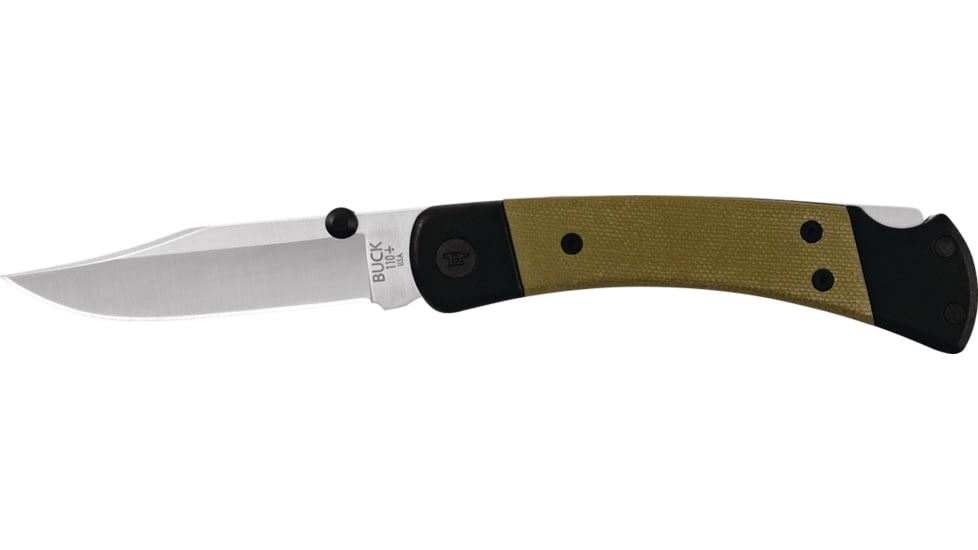 Buck Knives 110 Hunter Sport Folding Knife, 3.75 in, S30V Stainless Steel, Clip Point Blade, Satin, Micarta Handle, 0110GRS5B/13294