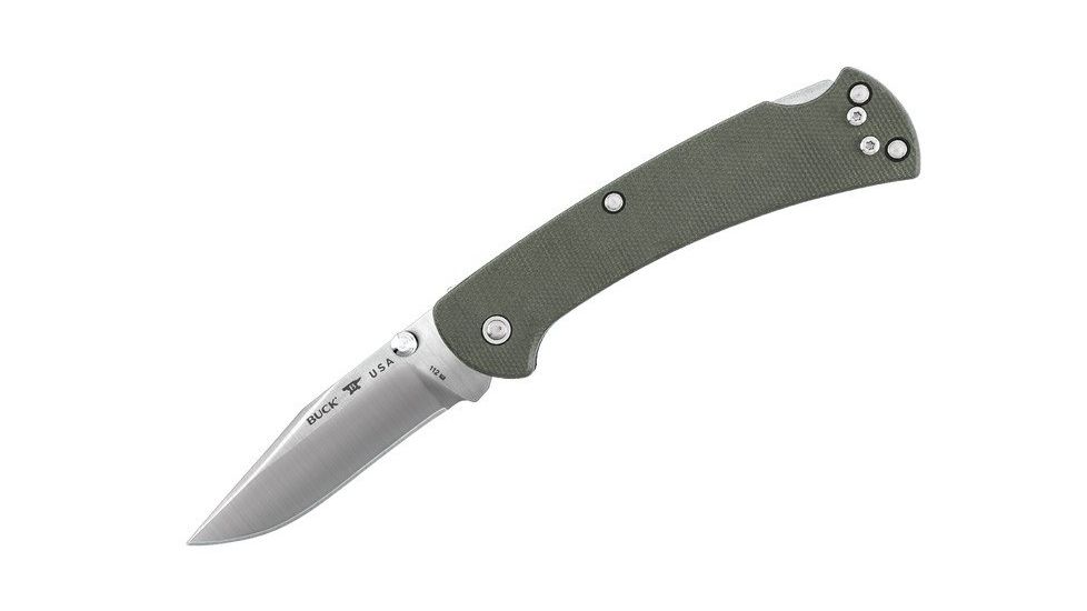 Buck Knives 112 Slim Pro Folding Knife, 3in, S30V Vanadium, Olive Drab Green Micarta/G10 Handle 0112ODS6
