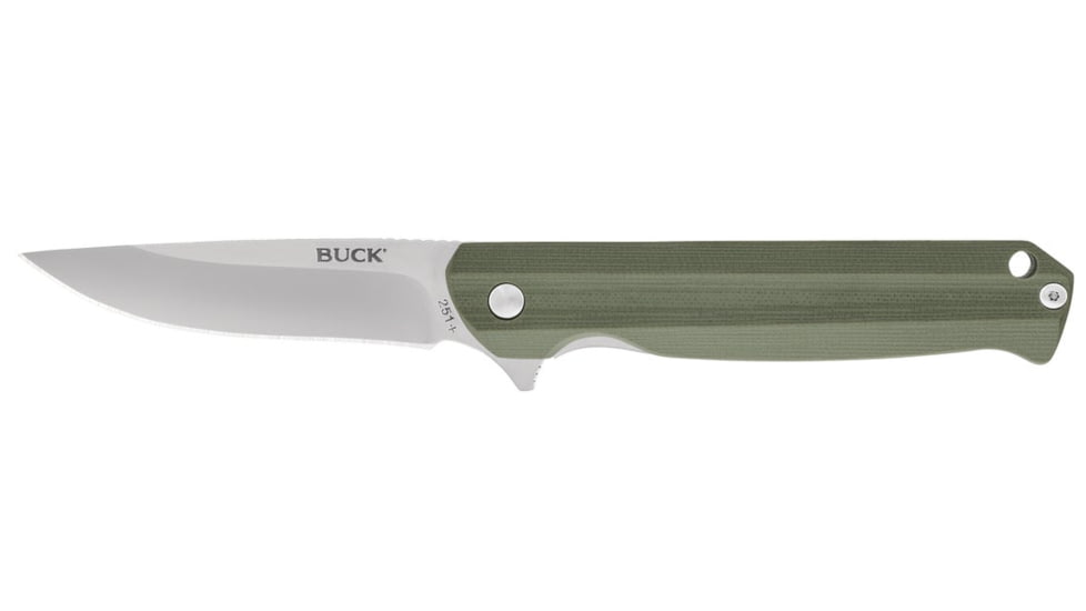 Buck Knives 251 Langford Knife, 3.375in, 7Cr Stainless Steel, Straight, G10, Satin, Green, 0251GRSB/13044