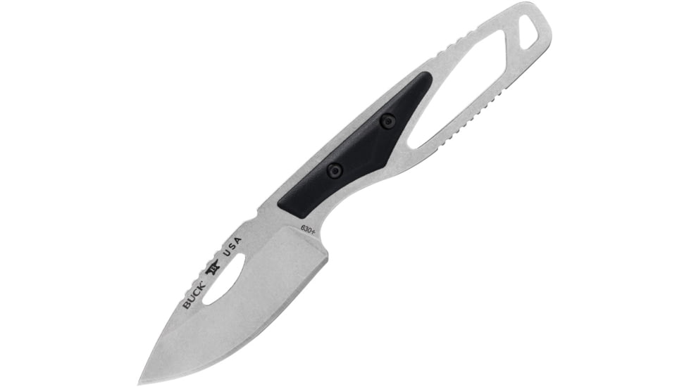 Buck Knives 630 Paklite 2.0 Hide Fixed Blade Knife, 2.75in, 6.75in Overall, Stonewash 420HC Stainless Blade, Drop Point Blade, Black GFN Handle, Black Polypropylene Belt Sheath, 13496