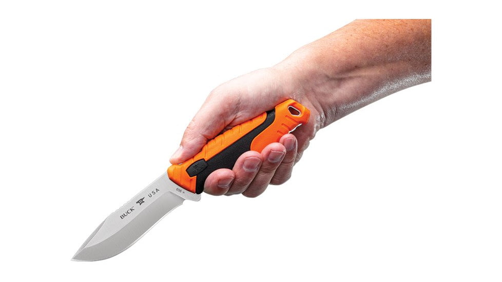 Buck Knives 656 Pursuit Pro Large Knife, 4.5in S35VN Satin Drop Point, Versaflex Orange/Black Handle, 12751